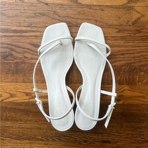 SCHUTZ White Minimal Strappy Square-Toe Sandals. US size 8.5